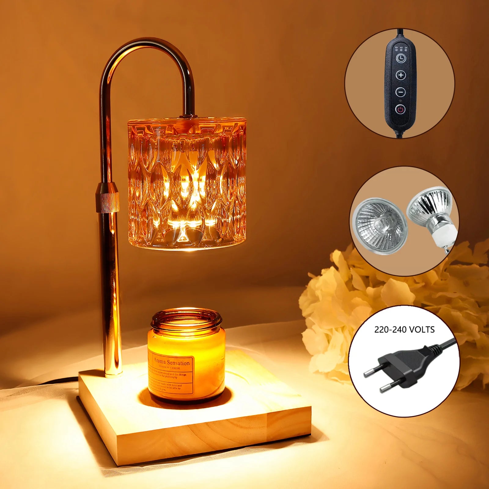 Electric Dimmable Candle Warmer Table Lamp