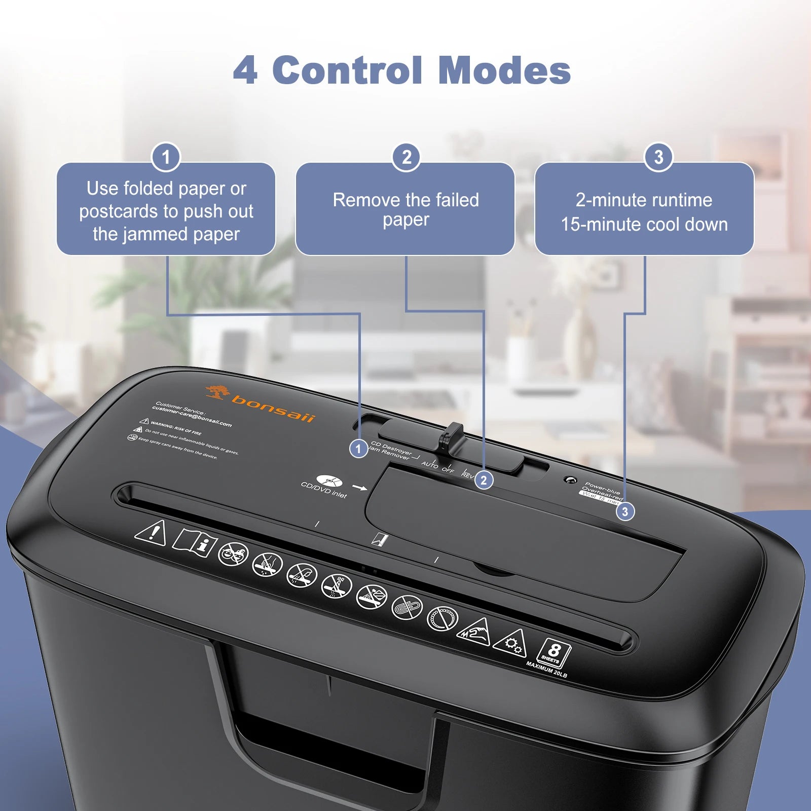 Bonsaii Paper Manual Reversal 8-Sheet Strip Cut Shredder for Home Use, CD/Credit Card Shredder Machine with 3.4 Gallons