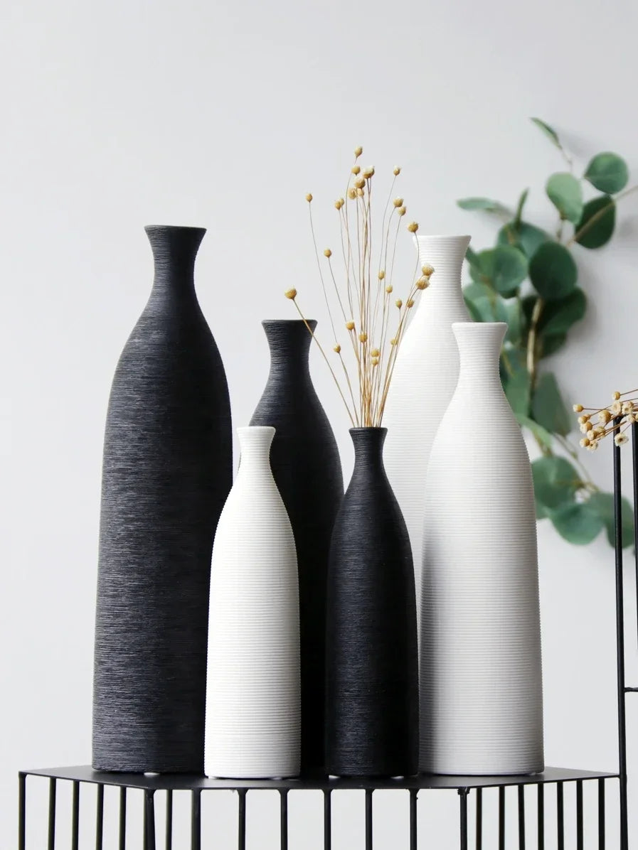 Simple Modern Black White Ceramic Vase