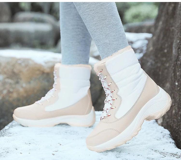 Women's Boots Snow Soft Shoes Women Platform Ladies Shoes Fashion Mid High Boots Plus Size Winter Girls Boots Botas Mujer - Jess Deals