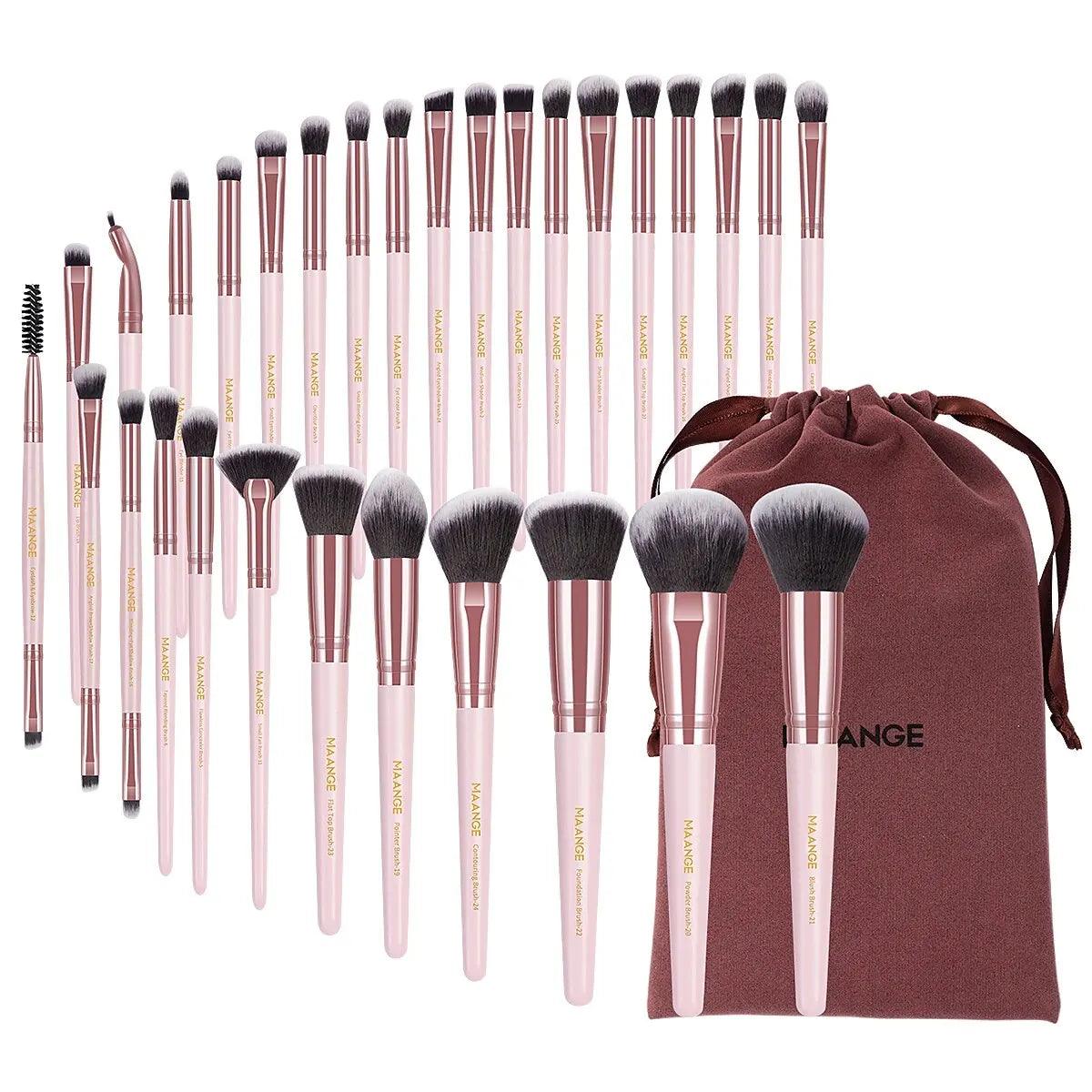 MAANGE 30pcs Professional Makeup Brush Set Foundation Concealers Eye Shadows Powder Blush Blending Brushes Beauty Tools with Bag - Jess Deals
