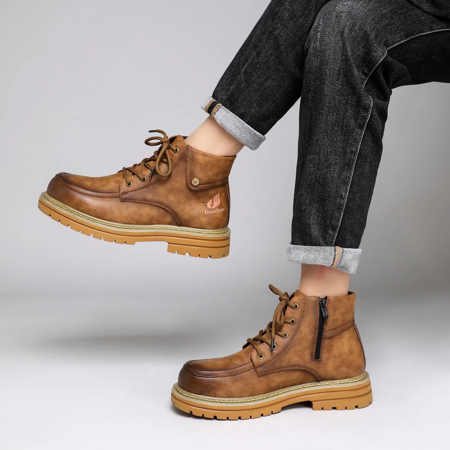 High Top Comfortable New Fashion Boots Men's Leather Shoes Fashion Motorcycle Ankle Boots for Men Winter Boots Man Shoes