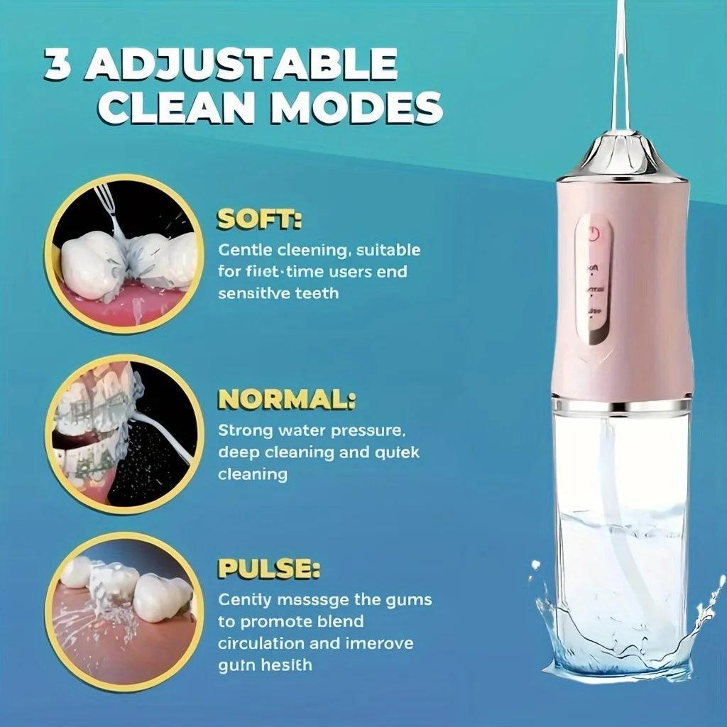 USB Portable Oral Irrigator Water Flosser Dental Water Jet Tools Pick Cleaning Teeth 200ML 4 Nozzles Mouth Oral Cleaning Agents - Jess Deals