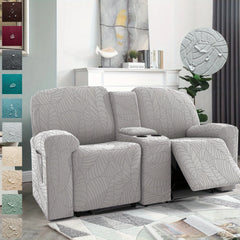 6Pcs/Set Water Resistant Leaf Texture Jacquard Stretch Recliner Loveseat Center Console Sofa Cover Spandex 2 Seater Sofa Cover