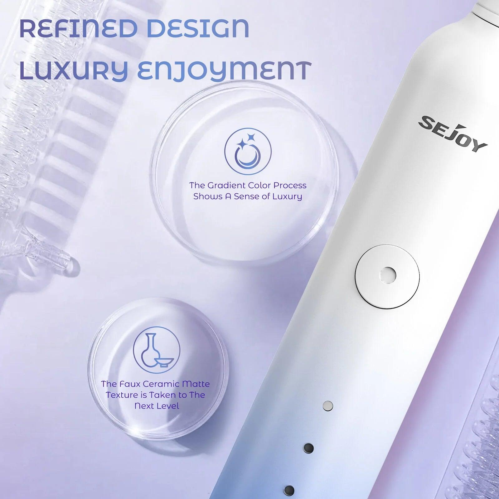 Sejoy Sonic Electric Toothbrush for Adults Rechargeable 5 Cleaning Modes Ultra Sonic Toothbrush with 12 Brush Heads Smart Timer - Jess Deals