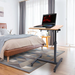 Rolling Laptop Desk 360° Rotation Computer Mobile Stand Adjustable Height Computer Table Sofa Side Tables for Home Office
