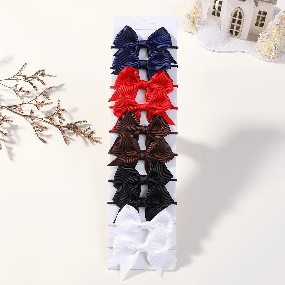 10Pcs Bows Elastic Hair rubber band Hair Ties Ribbon Pigtail Grosgrain Hair accessories girl Baby Gift bands for children