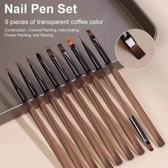 9PCS UV Gel Nail Brush Liner DIY Painting Pen Manicure Acrylic Drawing Brush for Nail Art Design Nails Tip Display Painting Tool - Jess Deals