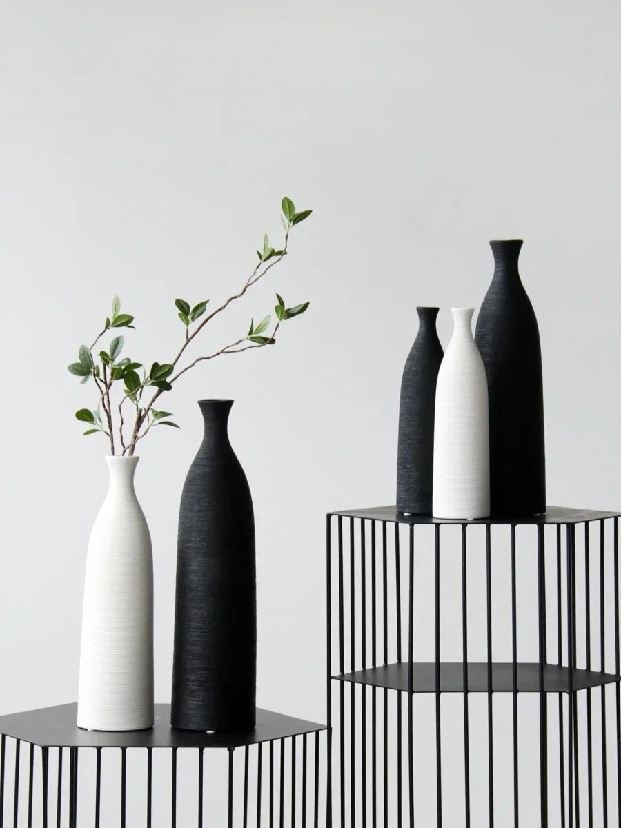 Simple Modern Black White Ceramic Vase