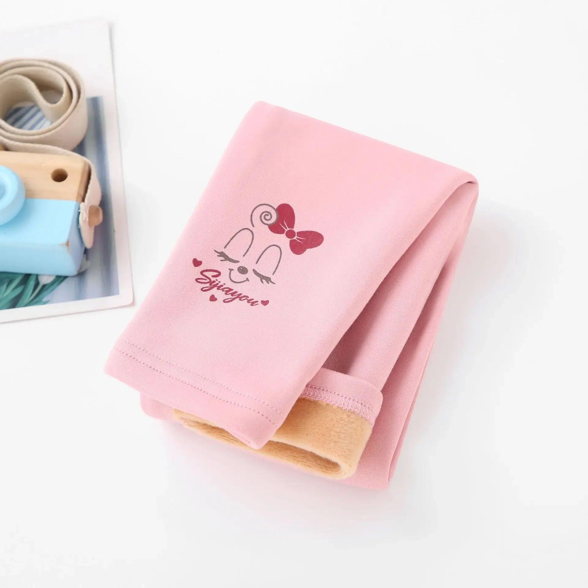 Autumn Winter Baby Girls Leggings Thick Warm Cute Rabbit Pants Kid Girl Plus Velvet Pants Children Solid Trousers 2-8Years - Jess Deals