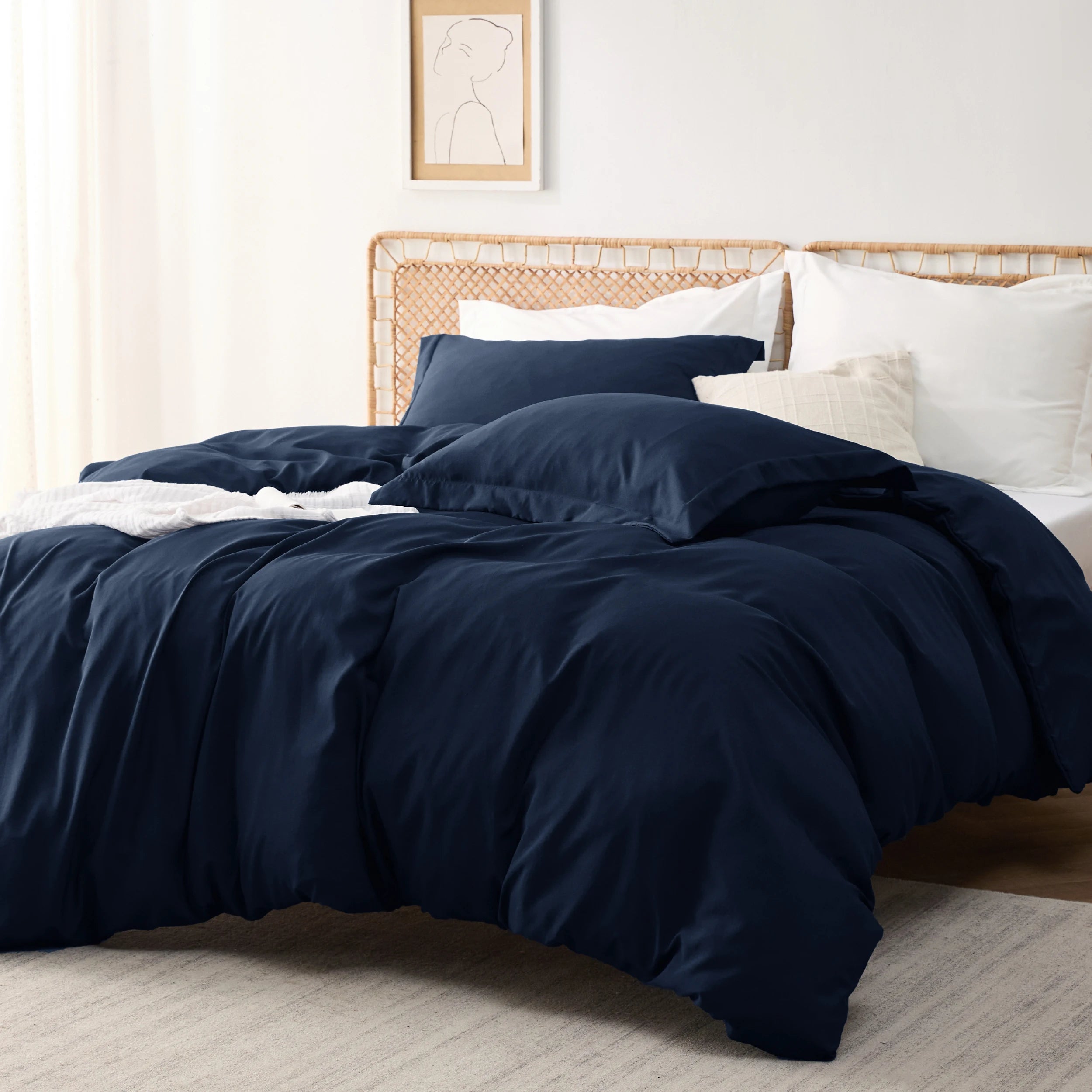 Bedsure Duvet Cover - Polyester & Rayon Derived from Bamboo Cooling Duvet Cover Set, 1 Duvet Cover  & 2 Pillow Shams