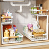 Upgrade Your Under Sink Storage: Thickened Metal 2 Pack Organizer with Adjustable Heights