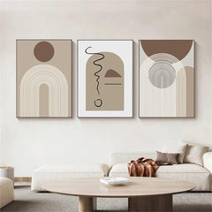 Abstract Beige Brown Geometric Lines Canvas Painting Boho Modern Poster Nordic Wall Art Print Picture Living Room Interior Decor - Jess Deals