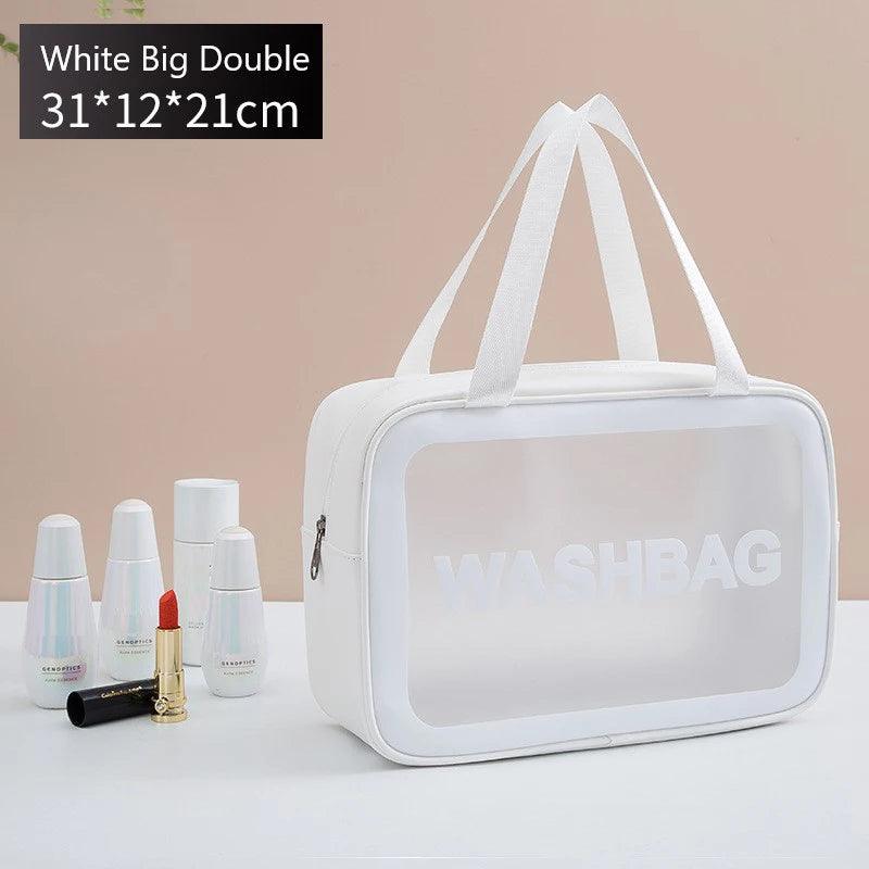 Large Capacity Waterproof Transparent Travel Cosmetic Bag - Portable and Organized Storage for Makeup and Toiletries