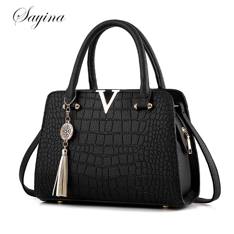 High Quality Ladies leather hand bags Women luxury brand Crocodile Shoulder Bags V Letters Designer Large Capacity  Handbag - Jess Deals