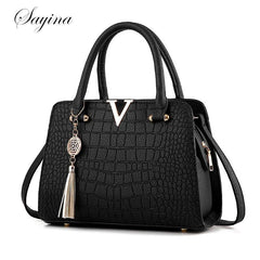 High Quality Ladies leather hand bags Women luxury brand Crocodile Shoulder Bags V Letters Designer Large Capacity  Handbag - Jess Deals