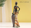 African Women Figurines Exotic Resin Character Statue Retro Black Women Sculpture Vintage Home Decor for Interior Cabinet - Jess Deals