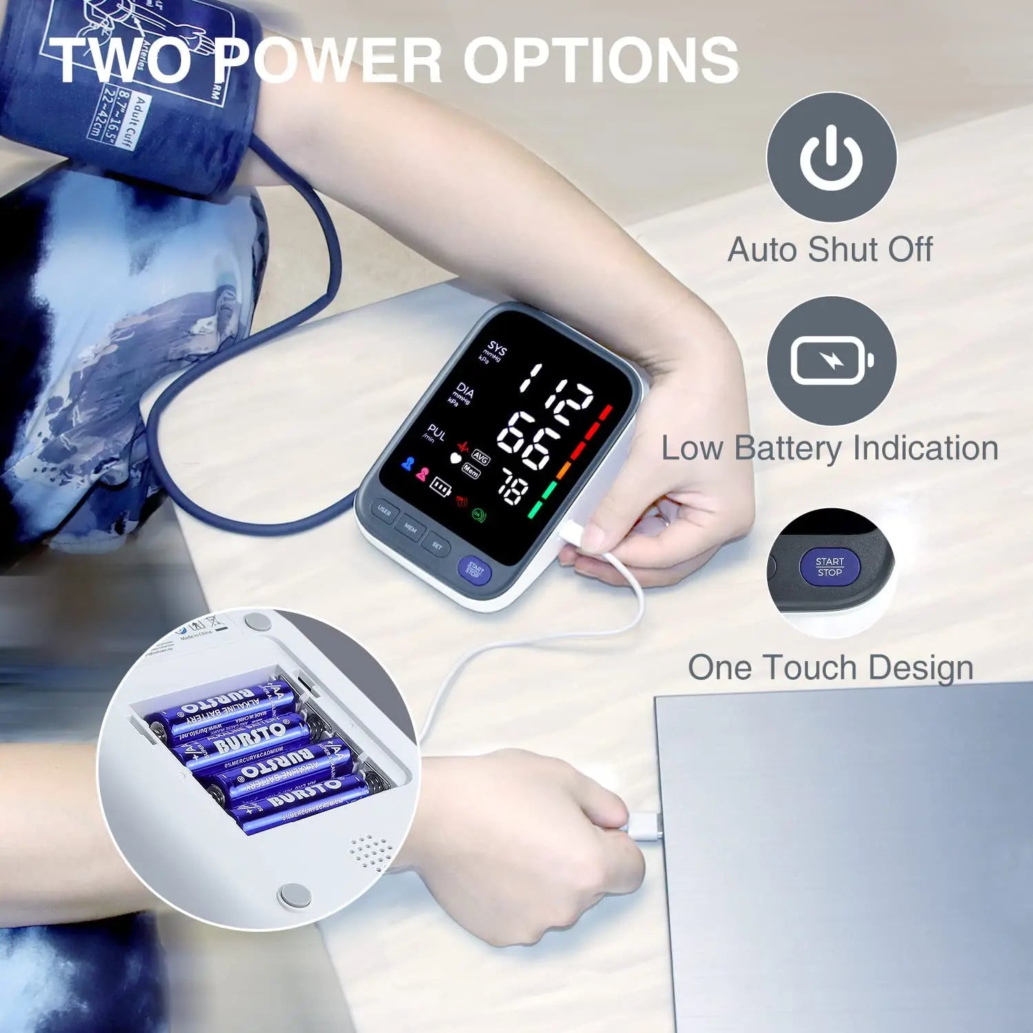 Blood Pressure Machine, Automatic Digital Upper Arm Blood Pressure Monitor with Adjustable Large Cuff