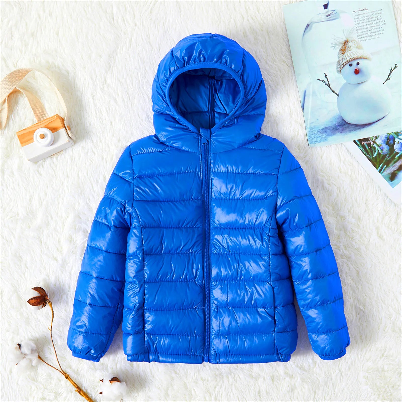 Kid Boy/Kid Girl Lightweight Zipper Solid Hooded Coat