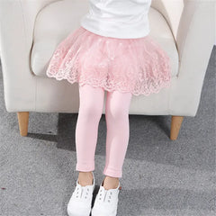 New Cotton Baby Girls Leggings Lace Princess Skirt-pants Spring Autumn Children Slim Skirt Trousers for 2-7 Years Kids Clothes
