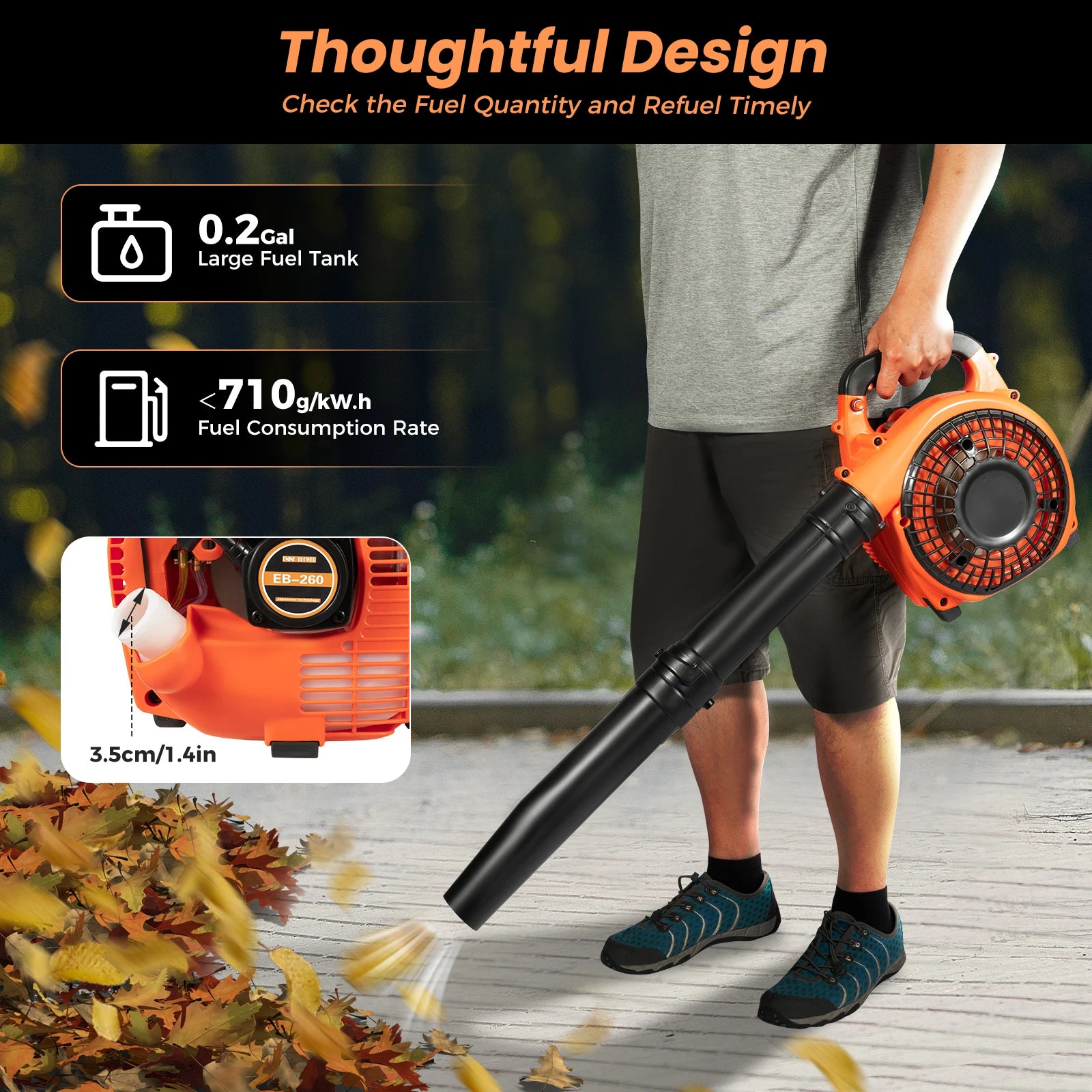 Handheld Gas Blower 2-Stroke Gas Powered Leaf Blower 750W 25.4cc Gasoline Grass Sweeper for Lawn Care Snow Blowing Yard Clean