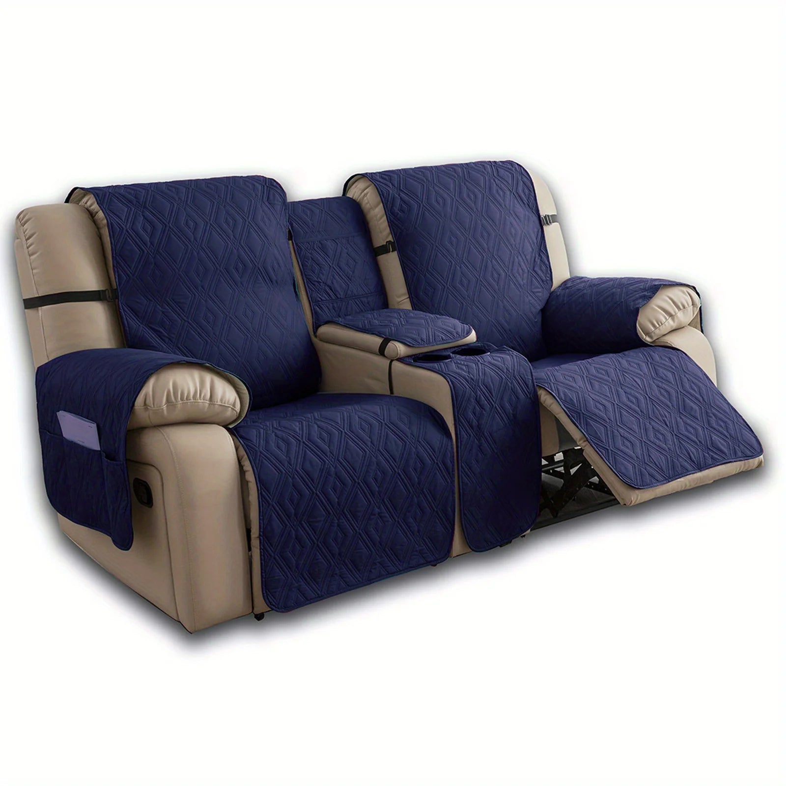 Waterproof Diamond Grid Pattern Recliner Loveseat Center Console Sofa Cushion Cover Non Slip Removable Couch Slipcover