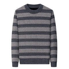 Brushed Hoody Men's Round Neck Striped Long Sleeve - Jess Deals