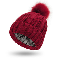 Fashion Stretchy Satin Lined Skull Knit Beanie - Jess Deals