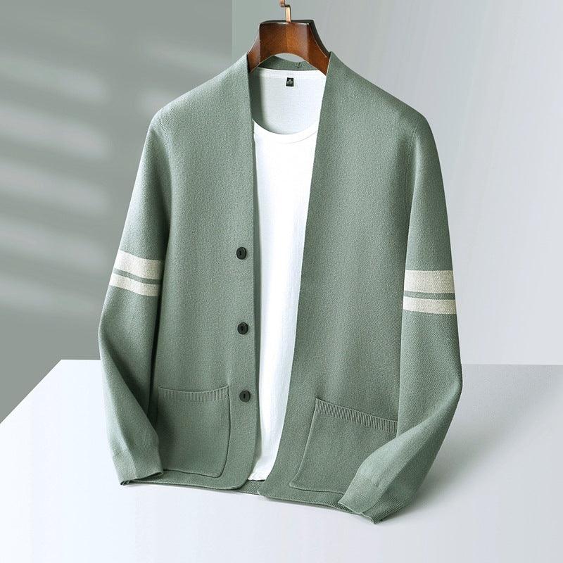 Men's Fall Winter Fashion V-neck Casual Wool Knitted Sweater Coat - Jess Deals