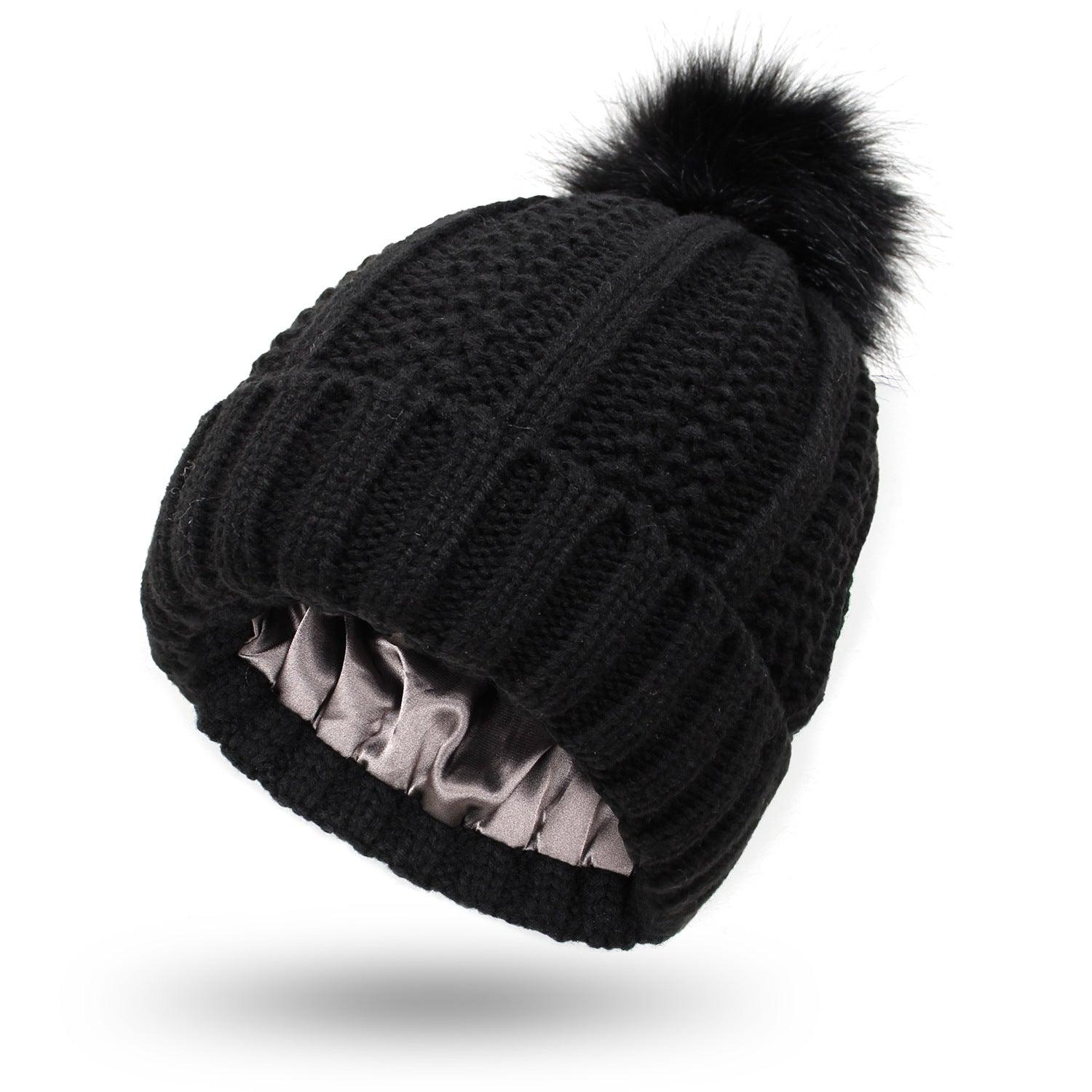 Fashion Stretchy Satin Lined Skull Knit Beanie - Jess Deals