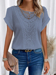 Summer Hollow Out Short-sleeved T-shirt Women's Clothing - Jess Deals