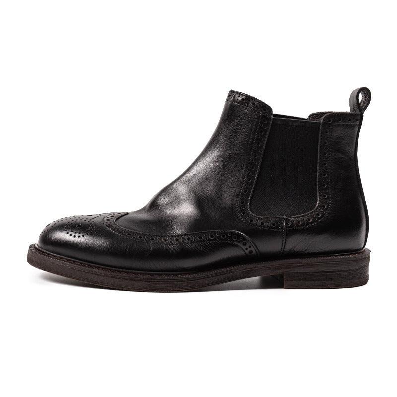 New Chelsea Boots Brogue Carved Leather Shoes For Men - Jess Deals