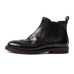 New Chelsea Boots Brogue Carved Leather Shoes For Men - Jess Deals