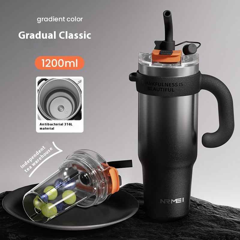 Big Mac Thermos Large Capacity Water Cup Stainless Steel Car Office Tea Straw Kettle Ice Mug Men