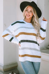 Striped Popcorn Knit Sweater - Jess Deals