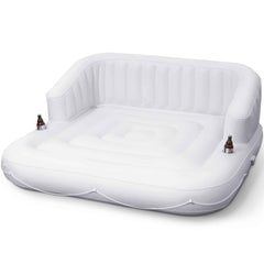 Large 70-Inch Inflatable Pool Float For 2 Adults - Detachable Sun Canopy & Dual Cup Holders - Beach/Pool Lounger Raft