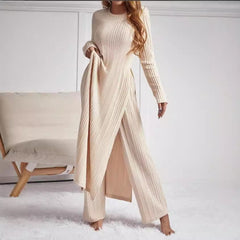 Knitted Striped Two-piece Set Dress