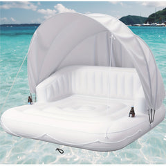 Large 70-Inch Inflatable Pool Float For 2 Adults - Detachable Sun Canopy & Dual Cup Holders - Beach/Pool Lounger Raft