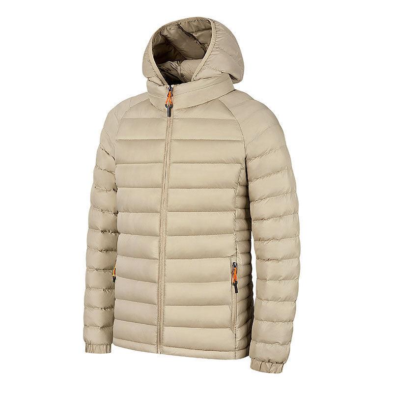Winter Lightweight Hooded Coat With Pockets Fashion Warm Portable Zipper Jacket For Men Clothing Solid Color Outerwear Tops - Jess Deals