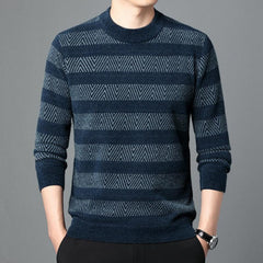 Brushed Hoody Men's Round Neck Striped Long Sleeve - Jess Deals