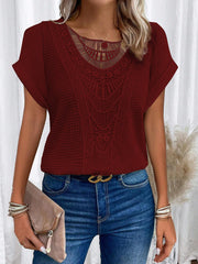 Summer Hollow Out Short-sleeved T-shirt Women's Clothing - Jess Deals