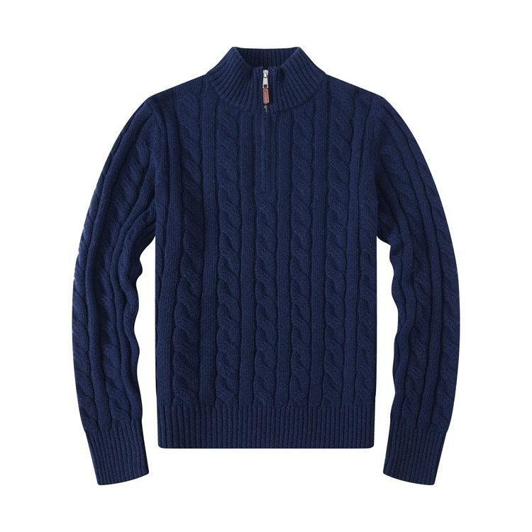 Men's Half-height Zip Twist Knit Sweater - Jess Deals