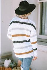 Striped Popcorn Knit Sweater - Jess Deals