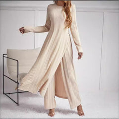 Knitted Striped Two-piece Set Dress