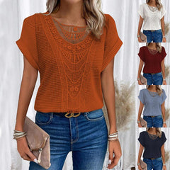 Summer Hollow Out Short-sleeved T-shirt Women's Clothing - Jess Deals