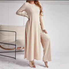 Knitted Striped Two-piece Set Dress