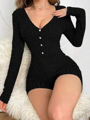 Women's Sexy Slim Fit Ribbed Knit Jumpsuit - Jess Deals
