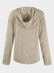 Textured Long Sleeve Hoodie - Jess Deals