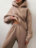 Women's solid color casual fashion trousers thickened long-sleeved hooded  set - Jess Deals