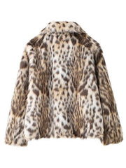 New Wild Leopard Print Short Lapel Furry Coat - Jess Deals